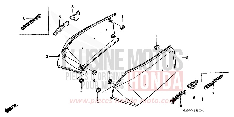 COUVERCLE LATERAL de Gold Wing Aspencade CANDY SPECTRA RED (R176) de 1997